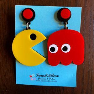 Femme De Bloom Pac Man Inspired Acrylic Drop Earrings